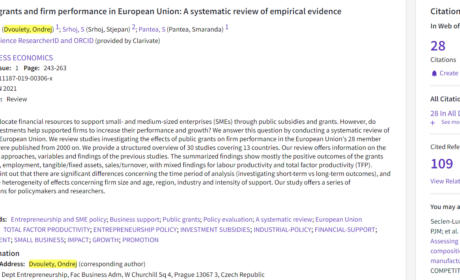 Review article titled Public SME grants and firm performance in European Union: A systematic review of empirical evidence