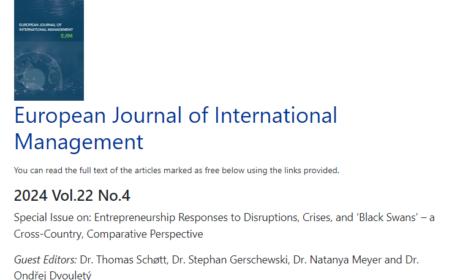 Ondřej Dvouletý co-edited a special issue of the European Journal of International Management titled Entrepreneurship Responses to Disruptions, Crises, and ‘Black Swans’ – a Cross-Country, Comparative Perspective